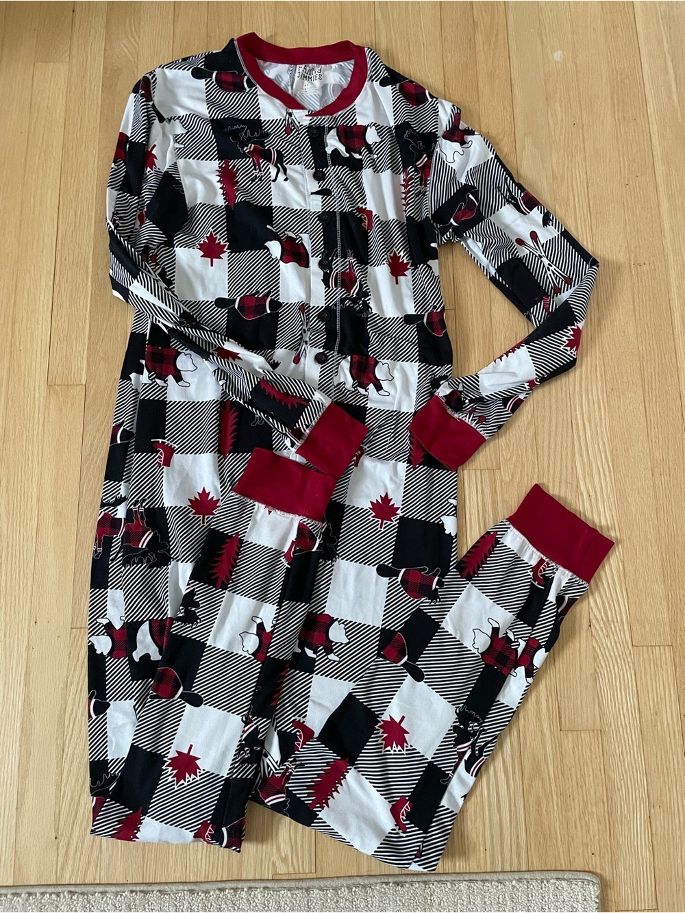 Women Long-Sleeve Red Black Buffalo Plaid Pajama Set